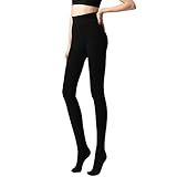 [susurrus] 透け感 タイツ レディース 裏起毛 ストッキング 防寒タイツ 着圧 冬 厚手 暖かい 素肌感 レギンス 美脚 美尻 黒