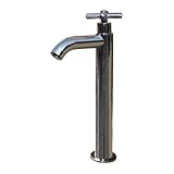 洗面水栓 蛇口 水栓金具 単水栓 クロスハンドル トールタイプ シルバー（銀） [奥行16×吐水口高22.5cm] INK-0302051H