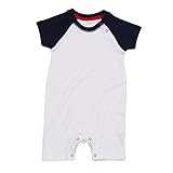 (ベイビーバグズ) Babybugz ベビー・赤ちゃん用 オーガニックコットン ベースボール ボディースーツ ロンパース (12-18ヶ月) (ホワイト/ネイビー/レッド)