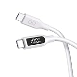 CIO 柔らかいシリコンケーブル 液晶ディスプレイ搭載 USB type-C 充電ケーブル 100W対応 iPhone 17 / 16 / 15 タイプC usb type c to c【液晶部に保護フィルム有】（2ｍ、ストレート、ホワイト）