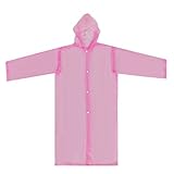 Prettyia PVC 子供用防水性アウトウエア ポータブル フード付き 7-12歳 非使い捨て キャンプ 全4色 - ピンク