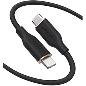 Anker PowerLine III Flow USB-C & USB-C ケーブル Anker絡まないケーブル 100W 結束バンド付き USB PD対応 シリコン素材採用 iPhone 16 / 15 / Galaxy iPad Pro MacBook Pro/Air 各種対応 (1.8m ミッドナイトブラック)