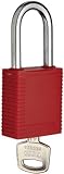 Brady Plastic Lockout/Tagout Padlock Keyed Alike 1-3/4 Body Length 1-1/2 Shackle Clearance Red (Pack