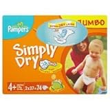 Pampers Simply Dry 4+ Maxi Plus 9-20 kg/20-44 lbs x 74 by Pampers [並行輸入品]
