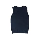 [jinghuiyue] スクールベスト 女子 Vネック 制服 ニット 高校生 通学 無地 ゆったり ネイビー(JJP0003NY-L)