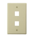 Leviton 41080-2IL QuickPort Wallplate For Large Connectors, Single Gang, 2-Port, Ivory by Leviton