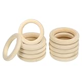 PATIKIL 50mm/2インチ未仕上げ木製リング 20個セット DIYクラフトリングペンダントコネクター ウッドカラー