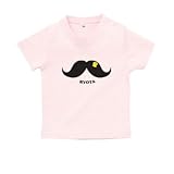 BabyChips 髭とひよこ(名入れ半袖ベビーTシャツ) 120 ライトピンク