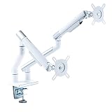 イーサプライ モニターアーム 2画面 デュアル ホワイト 高荷重 2-9kg 34インチ程度 クランプ 内蔵スプリング式 上下 左右 360度 回転 デザイン 白 EEX-LA041WH