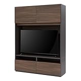 LOWYA ロウヤ テレビ台 壁面収納 ハイタイプ テレビボード TV台 TVボード 収納棚 木目調 幅約134cm ダークブラウン