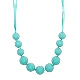 seeds & sun Silicone Teething Necklace - Modern, Light Teal Fashion Beads Keep Baby Happy With Sooth