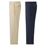 [ハンティントンクラブ] 裾上げ済 ストレッチ 接触冷感 DRY 2色組スラックス メンズ (L / L65)