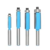 Akylin 4本セット トリマービット 軸径6mmフラッシュトリムルータービット ガイドべアリング付ストレートビット 面取りビット 木工フライスカッター 目地払いピット 飾り面 加工 彫刻 DIY 電動トリマー用ビット 木工用 切削工具