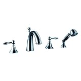 Dawn DS13 2119C 4-Hole Tub Filler with Personal Handshower and Lever Handles [並行輸入品]