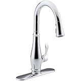 Kohler k-780 cruette single-holeまたはthree-holeキッチンシンク蛇口with pull-dow、ポリッシュクローム