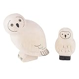【T-Lab.】 ティーラボ ぽれぽれ 動物 親子 セット 木彫り ハンドメイド 玩具 オブジェ (フクロウの親子)