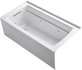 KOHLER K-1122-HL-0 Archer 60"x32" alcove whirlpool with integral apron, left hand drain and heater, 