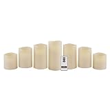 7ピースFlameless LED Pillars with Remote and 6-hourタイマー