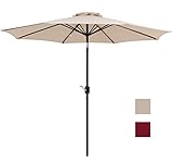 Finnhomy Canopy Table Patio Umbrella Sturdy 8 Ribs 9Ft Strong Aluminum Pole w Wind Vent Push Button 