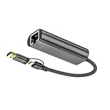 SLXLYH USB+Type C to 2.5G ギガビットイーサネットネットワークアダプター ドングル USBネットワークアダプター USB C ファストイーサネットアダプター PC用