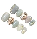 [Herbeluemily] ネイルチップ ショート 手作り 付け爪 3D 収納ケース 10枚入 フラワー マーメイド フラワーグリーン(オーバル) S HM-0098-R18-OVGR-S