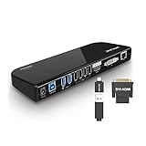 WAVLINK USB 3.0/USB C ユニバーサル ラップトップ ドッキング ステーション デュアルモニター、HDMIおよびHDMI/DVI/VGA ギガビットイーサネット、USBポート 6つ、音声 Windows、MacOS、ChromeOS、Ubuntu 20.04、22.04用