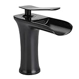 バスルームシンク水栓 蛇口 洗面器水栓 冷熱混合 浴室/シンク/バスルーム シングルハンドル 銅(ブラック)