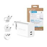 Innergie C4 Duo 45W GaN USB-C 急速充電器 海外対応 C/BF/O/Aタイプ交換式プラグ PD 3.0(PPS)対応 デュアルUSB-C 45W出力 2台同時充電 PSE認証 超小型 軽量 コンパクト USB PD対応 海外旅行 出張 iPhone iPad MacBook Samsung Galaxy ノートPC タブレット スマホ対応 ホワイト