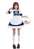 [OMZIN] コスプレ メイド服 ワンピース ハロウィン仮装 レディース メンズ セット こすぷれ 人気 メイド服 おしゃれ 大きいサイズ ネービー 2XL