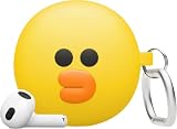 【elago】 AirPods 3 対応 ケース シリコン カバー ラインフレンズ 公式ライセンス グッズ かわいい 耐衝撃 カラビナ 付き シリコンカバー [ Apple AirPods3 エアポッツ エアーポッズ 3世代 アップル エアポッツ3 第3世代 対応 ] LINE FRIENDS B&F ブラウン