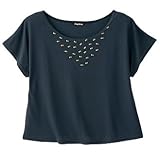 【 アウトレット 】 Angeliebe エンジェリーベ マタニティ スタッズ 付 Tシャツ 妊婦服 産前 産後 半袖 フリー ネイビー