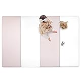 (ケラッタ) プレイマット 折りたたみ 赤ちゃん 1級防音 防水 厚手 床暖房対応 (200×140cm, ピンク×ホワイト)