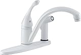 Delta 340-WH-DST Collins Single Handle Kitchen Faucet with Integral Spray, White [並行輸入品]