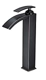 Aquafaucet Tall Waterfall注ぎ口シングルハンドルバスルーム蛇口シンクミキサータップニッケルつや消し 6026-ORB-2