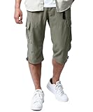 [エムアールユー] カーゴパンツ メンズ 7分丈 ハーフパンツ ストレッチ ショートパンツ ドライ UVカット クロップドパンツ ベージュ LL