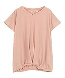 [神戸レタス] フレンチスリーブカットソートップス [C2748] L Vネックピンク Tシャツ レディース ゆるT 半袖 裾タック