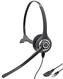 [GENETIVE] 電話ヘッドセット ヘッドホン ハンズフリー コールセンター マイク付き Rj9 有線 1.8m 片耳 HD028NW