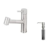 VIGO Branson Stainless Steel Pull-Out Spray Kitchen Faucet with Soap Dispenser [並行輸入品]