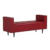arne ベンチ ソファ 背もたれ無し ベンチチェアー 長椅子 イス 肘付き 腰掛け ダイニング リビング 合皮レザー Baggy DA 2×5 レッド 赤