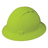 ERB Safety 19330 Americana Full Brim Vent Standard Hardhats, 6 1/2 x 8, Hi-Viz Lime by ERB