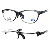 Aero Reader　エアロリーダー　GR-50 ブルーライトカット 跳ね上げ式リーディンググラス 老眼鏡 シニアグラス　男女兼用　おしゃれ 持ち運びに便利なケース付き (+1.50)