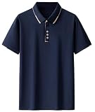[JHIJSC] ポロシャツ メンズ 半袖 tシャツ 夏 おしゃれ 無地 綿 カジュアル 大きいサイズ (XL, ネイビー)
