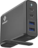 E EGOWAY USB Cポートウォールチャージャー90W 60Wおよび18W USB C PD電力供給アダプターとデュアルUSB Aポートを備えた4ポート充電器-12W(Black)