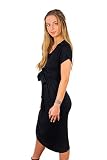 sofsy Soft-Touch Rayon Blend Tie Front Nursing & Maternity Fashion Dress (3, ブラック)