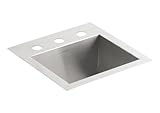 Kohler K-3840-3-NA Vault 15" X 15" Entertainment Sink, Stainless Steel [並行輸入品]