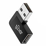 chenyang USB 3.0アダプター、USB 3.0 Type A オス - メス 延長 電源データ ビデオアダプター 90度 左角度 10Gbps