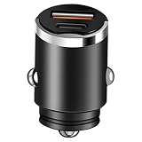 ダブルポートオート充電器-QC 45W車両アダプター充電器、USB アウトレットシガーライター充電器| Type-Cデュアルポート用途高速充電充電充電充電隠しプルリングUSBコンパクト