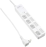 エルパ(ELPA) スイッチ付タップ 雷ガード コンセント 延長コード LED 上差し 4個口 2ｍ ブレーカー WLS-LU420SB(W)