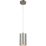 Westinghouse 6101200 Contemporary One-Light Adjustable Mini Pendant with Perforated Cylindrical Meta