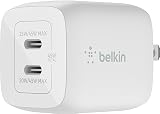 【VGP受賞】Belkin 充電器 USB-C 2ポート PPS規格対応 GaN採用 小型 ACアダプター タイプC 急速充電 軽量【PD3.0対応 /PSE認証/折りたたみ式プラグ】45W(25W+20W) MacBook Windows PC Surface Pro iPad iPhone 17,16～12対応 Galaxy Android スマホ 各種ノートPC対応 WCH011dqWH